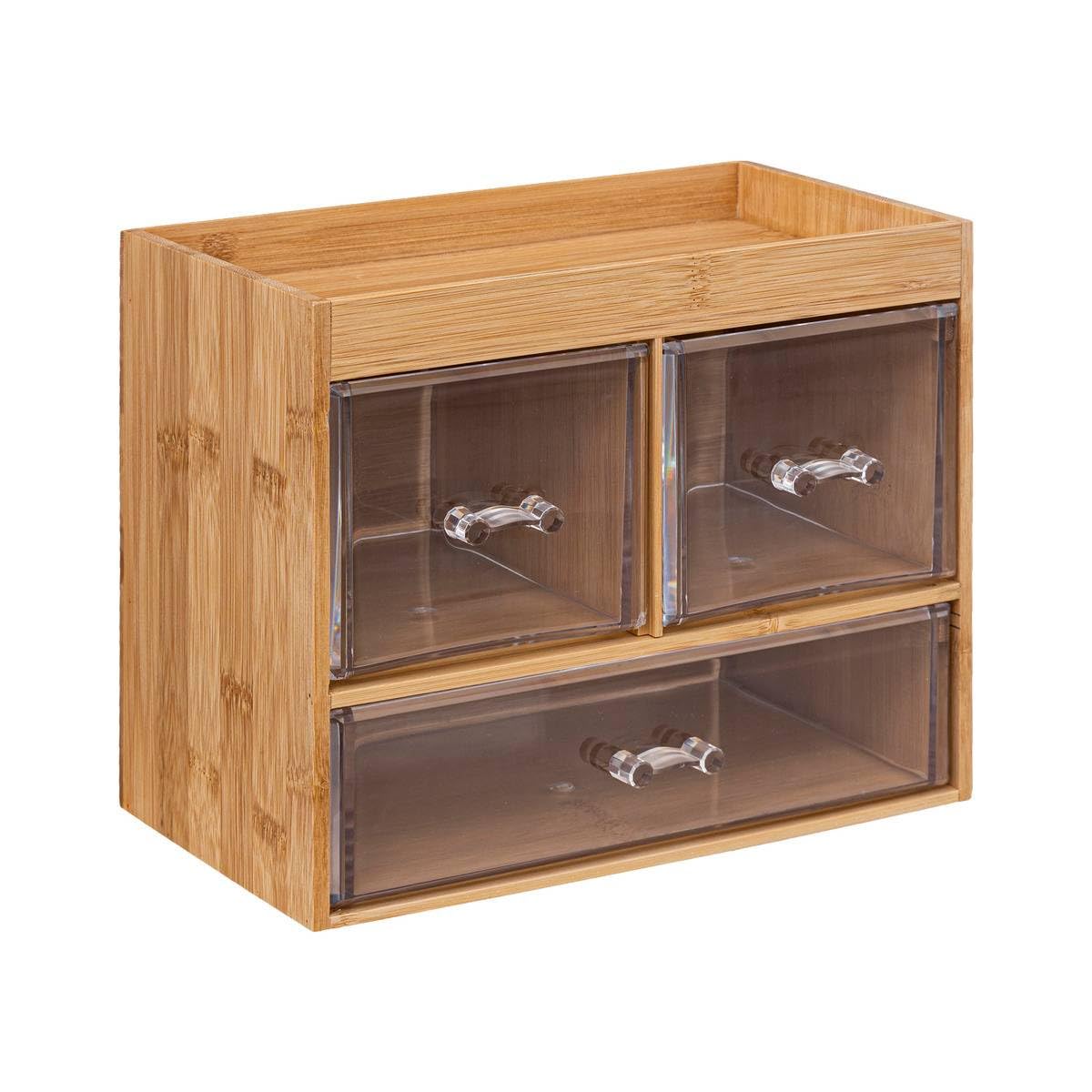 5five Aufbewahrungsbox Selena – Rechteckig, Aus Bambus & Polystyrol, Transparent, Für Schmuck Oder Kosmetik