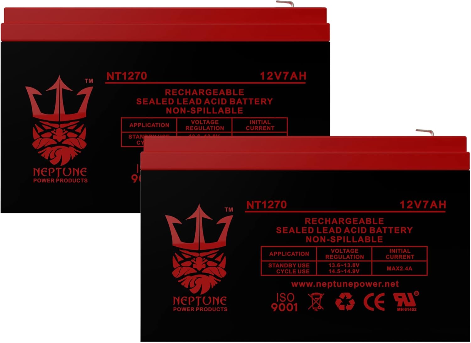 Brand 12V 7Ah NT-1270 Rechargeable Replacement SLA Sealed Lead Acid Battery - 2 Pack