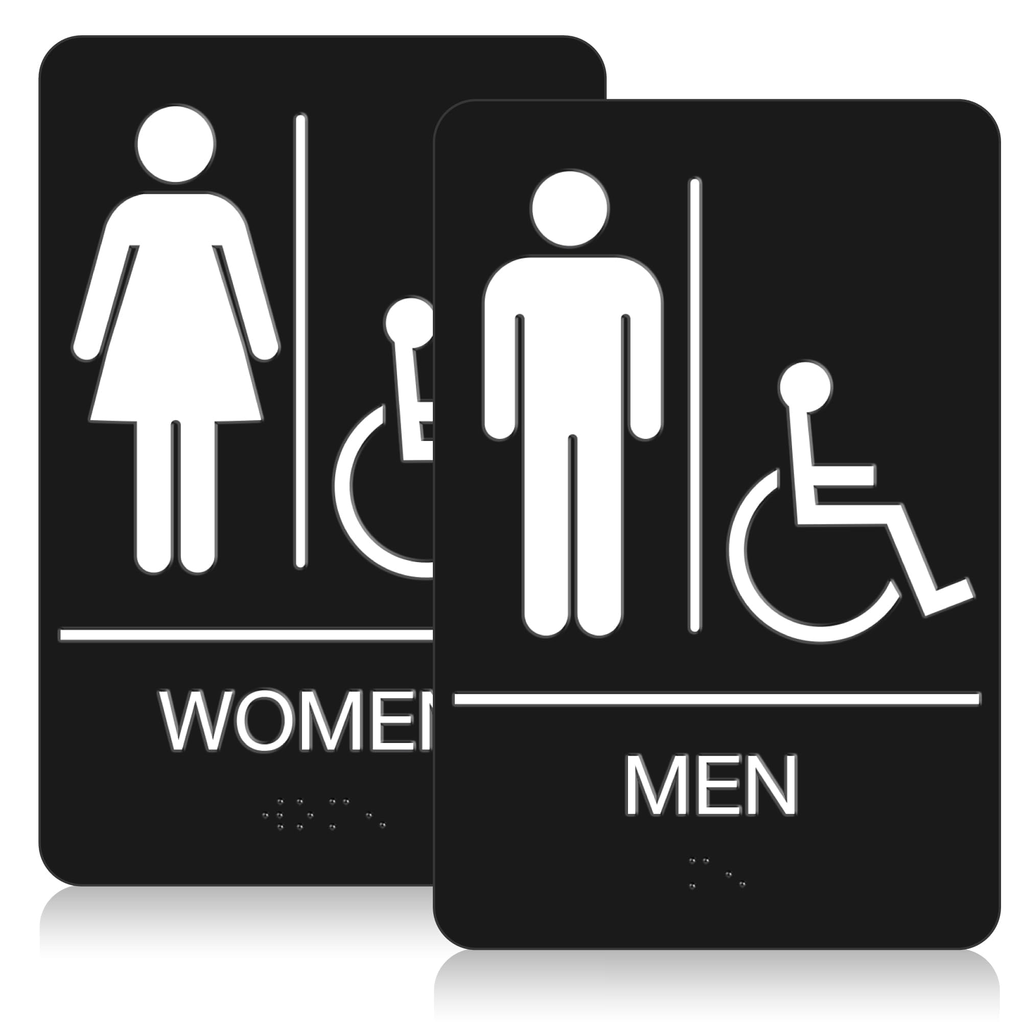 Restroom Sign - ADA Compliant Braille Handicap Bathroom Signs for Business with Double Sided 3M Tape - 9”x 6” for Offices, Businesses, and Restaurants
