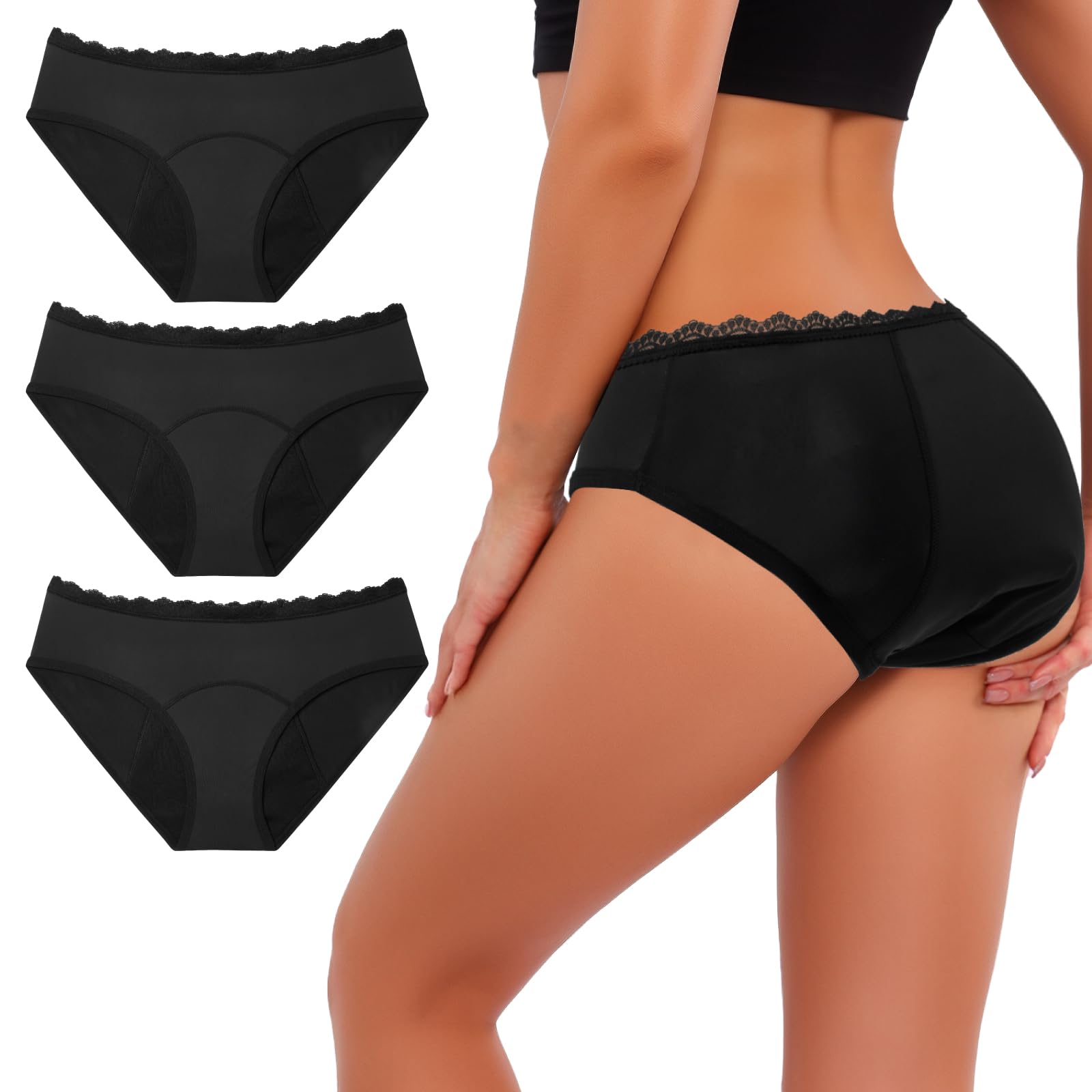 Mutande Assorbenti Mestruali, 25ML Assorbenza, Slip Mestruale a Prova di Perdite a 4 Strati per Periodo, Postpartum, Recupero, Intima Mestruale con Borsa per la Biancheria