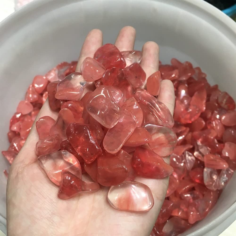Piedras de Grava pulidas de Piedra de Cristal de Cuarzo Fundido Rojo for Decorar la decoración de NaturalReiki dingchi Espécimen Mineral de Piedra (Size : 500g)