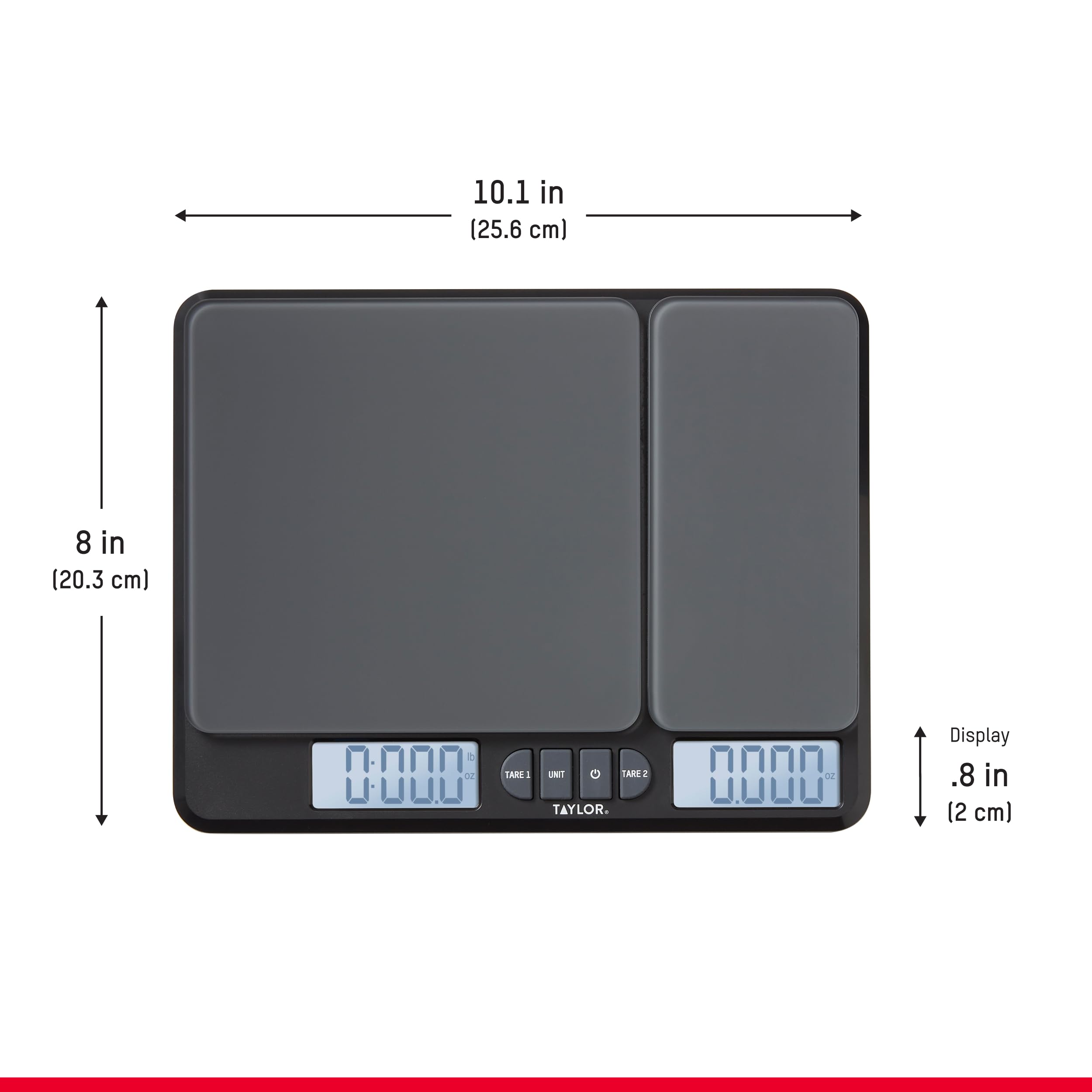Taylor Báscula de cocina de doble plataforma para alimentos, gramos y onzas digitales para pérdida de peso, hornear, cocinar, preparación de comidas, especias y café, pantalla retroiluminada,