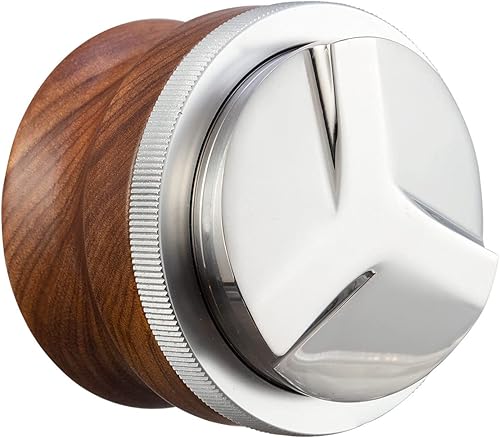 Distribuidor de café de 58 mm, herramienta de distribución de espresso, nivelador de mano con profundidad ajustable y mango de madera de nogal,