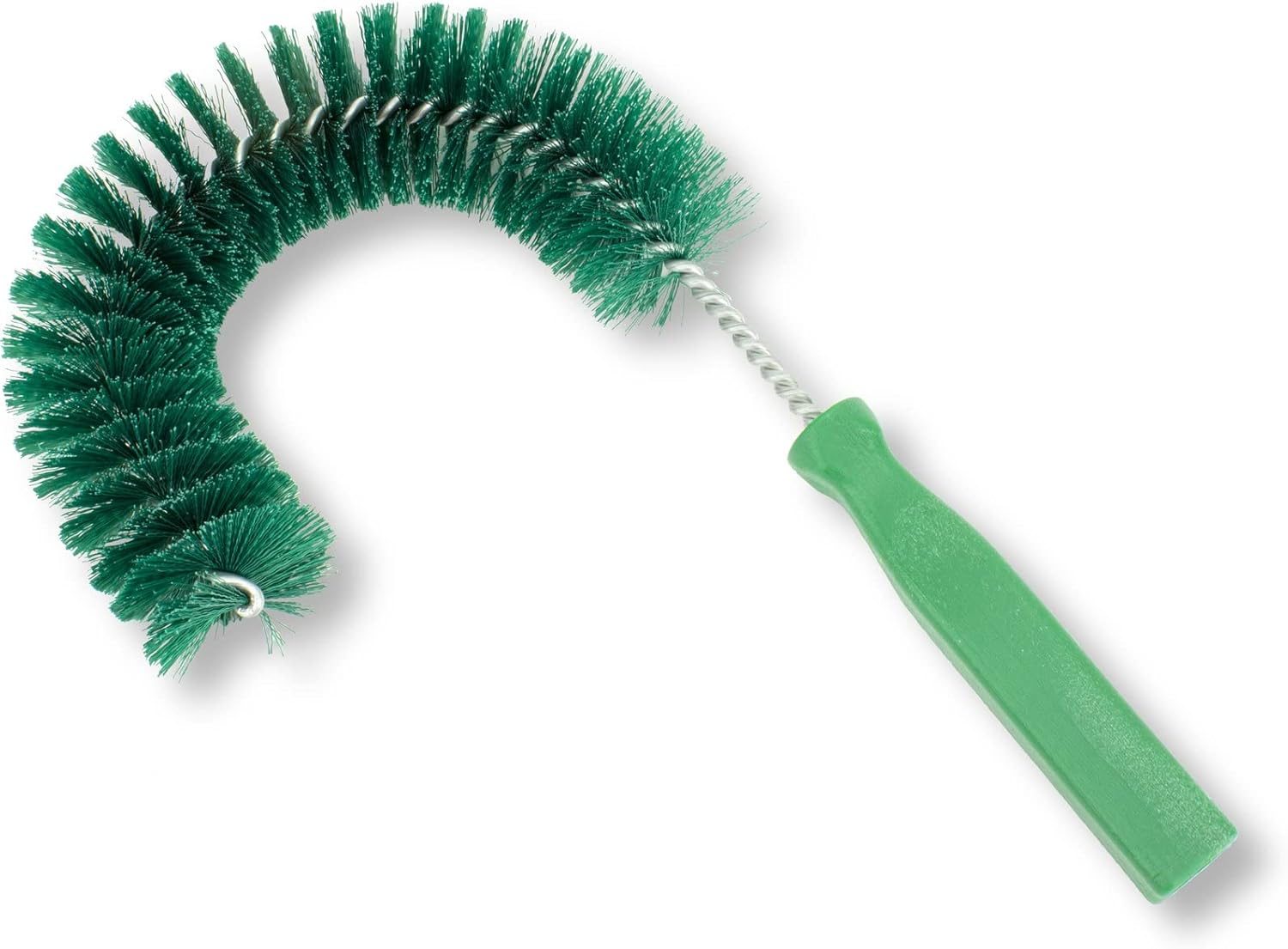 SPARTA Plastic Hook Dusting Brush, Clean-In-Place, Galvanized Wire with Threaded Hole for Dusting Surface of Curved Drains and Pipes, 11.5 Inch Length, Green