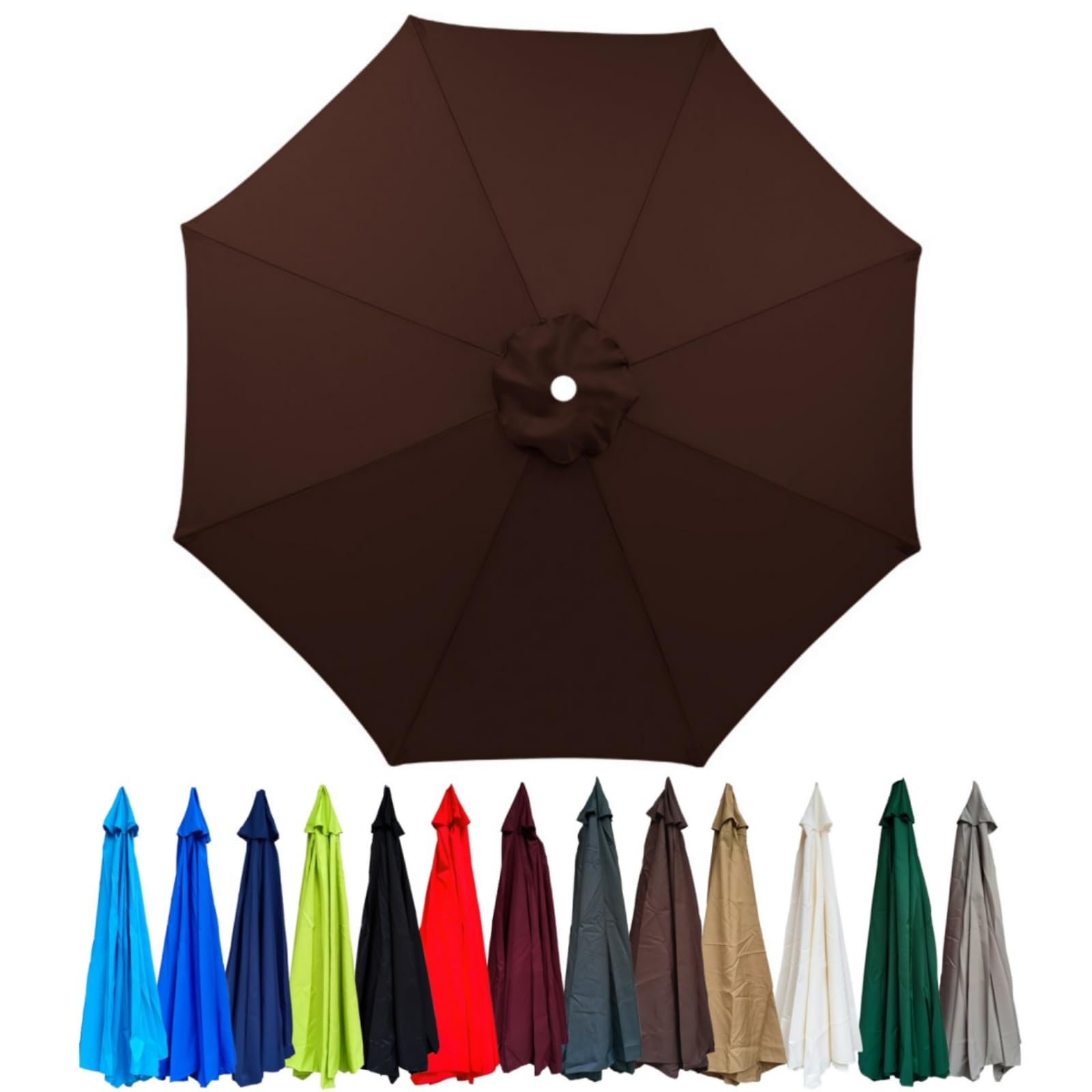 Replacement Canopy for 2.0/2.3/2.5/2.7m/3.0m Cantilever Umbrella with 6/8 Ribs for Yard Garden Beach(Coffee,2.7m/8 ribs)