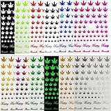 12 Sheets Leaf Nail Art Stickers Self-Adhesive 3D Fall Nail Art Decals Glitters Autumn Nail Supplies Colorful Pot Weed Leaves Design Maple Leaf Nail Stickers for DIY Nail Decor Manicure Accessories