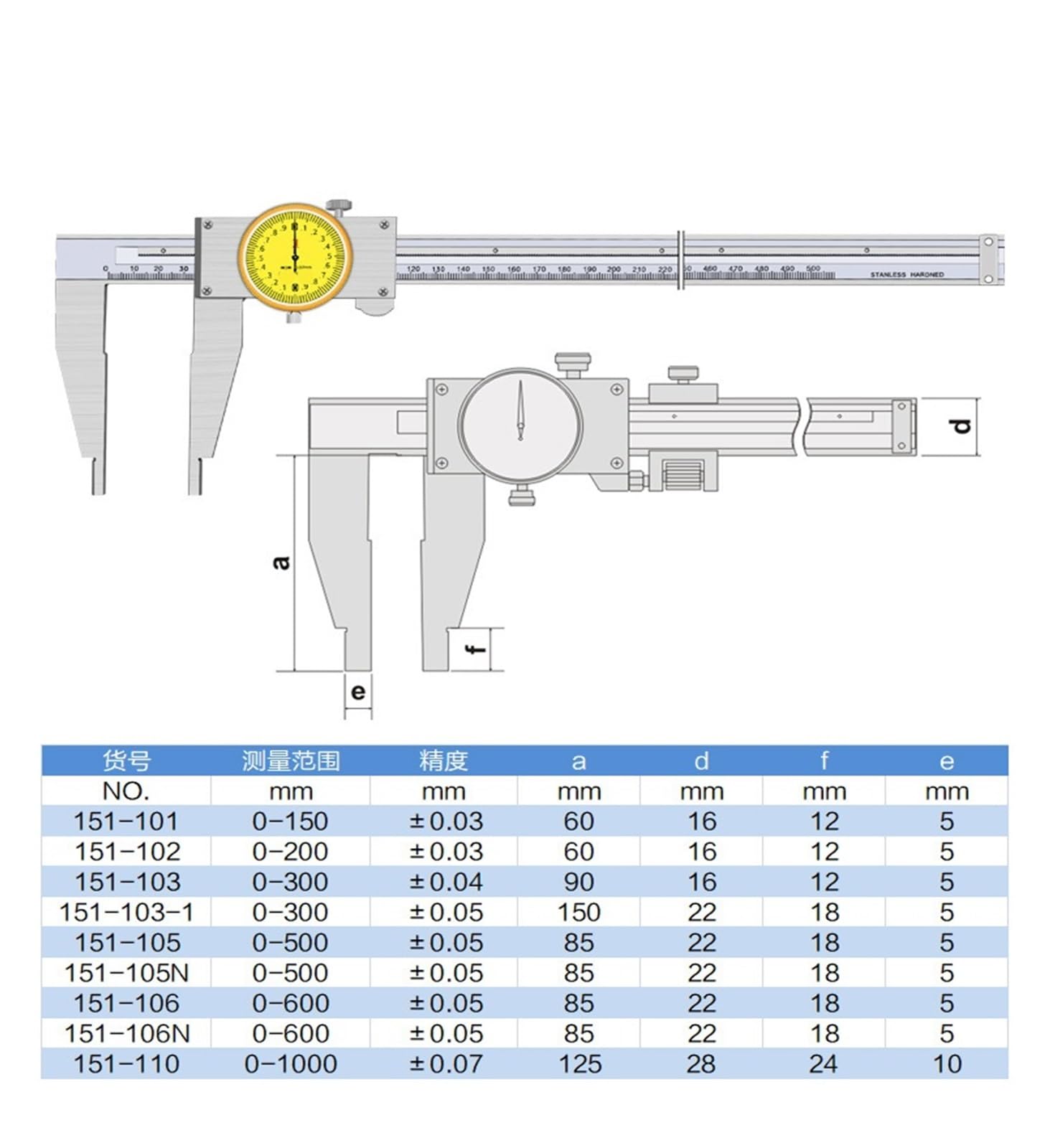 Calibro a corsoio Multi-Gamma in Acciaio Inossidabile, Strumento di Misura da 0 a 1000 mm
