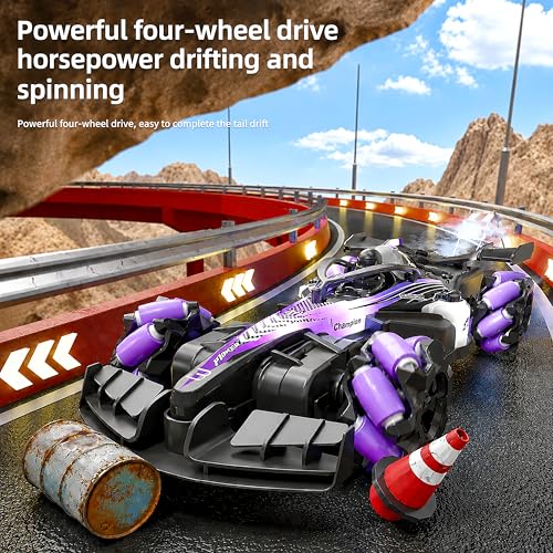 Image of VGRASSP 2.4 GHz Remote Control Phantom Drift Stunt Mist Car Toy for Kids with Flashing Lights and Music - 360 Rotating Rechargeable 4WD RC Formula Smoke Car for Boys and Girls - Color As Per Stock