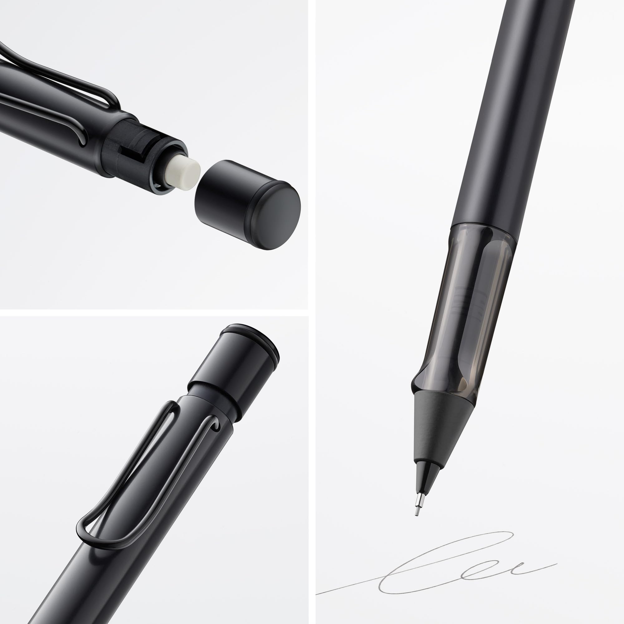 Lamy AL-star black - Matita meccanica con impugnatura trasparente ed ergonomica e corpo in alluminio leggero - ricambio M 41 da 0,5 mm e punta per cancellare inclusi
