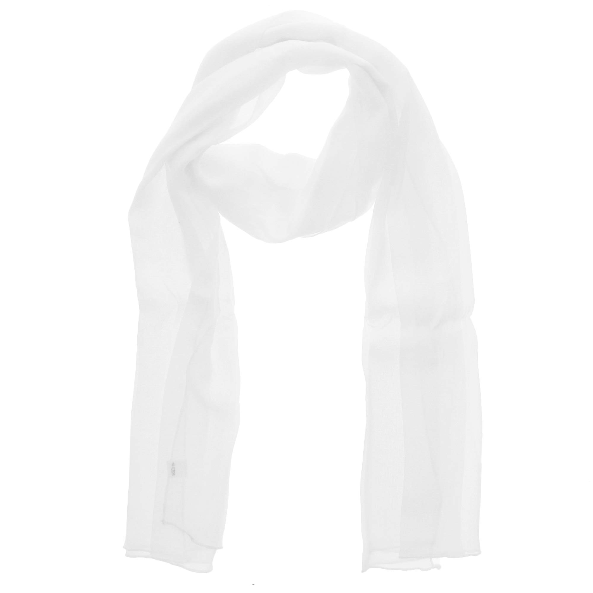 Zac's Alter Ego Women's White Chiffon Scarf Plain Neck Scarf Soft Headwrap Girls Headscarf Sheer Wrap Scarves & Wraps - 150X45cm