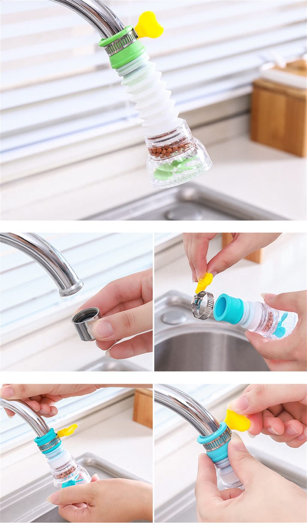 360 Grad verstellbare Wasserhahn-Verlängerung, Duscharmatur, Gadget, Wasserhahn-Verlängerung, Küche, Badzubehör (Argento)