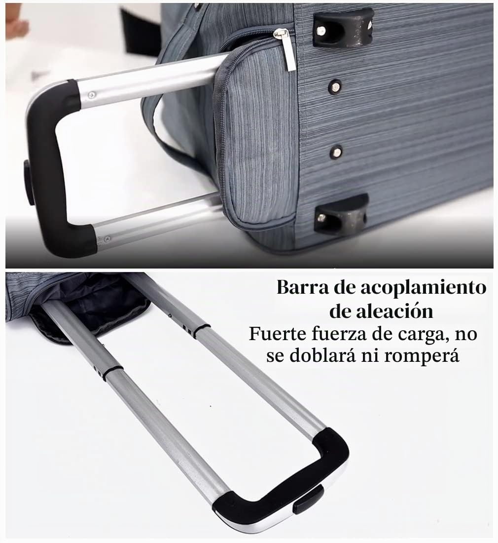 Bolsa de Viaje con 2 Ruedas, Bolsas de Equipaje para Viajes, Bolsa Plegable con Rodillos (Púrpura)