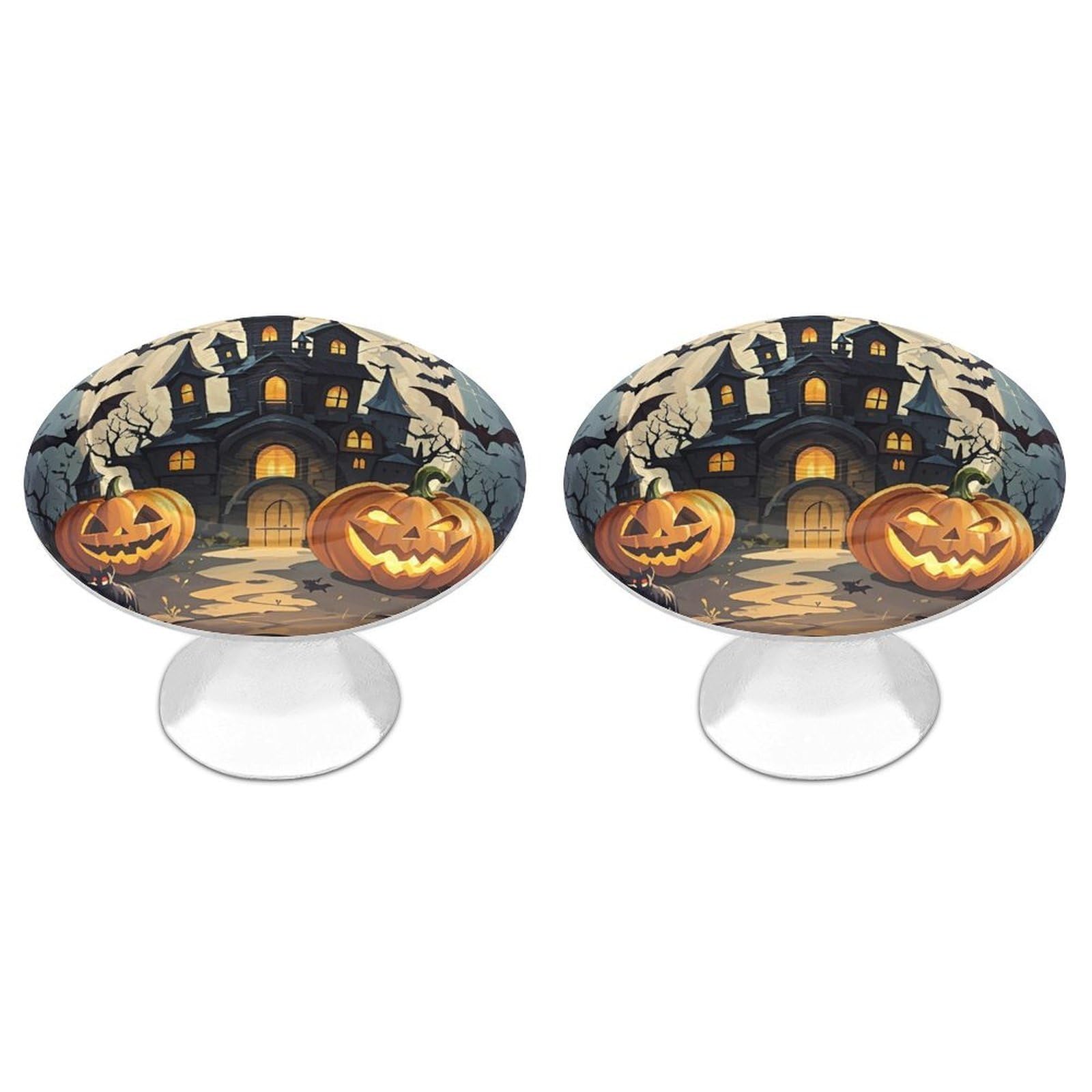 FekiLoot Pumpkin Lantern Castle Cabinet Knob 2 Pack Mini Round Drawer Pulls Stainless Steel Dresser Drawer Knobs Kitchen Drawer Hardware for Bathroom Dresser Closet Door Knobs