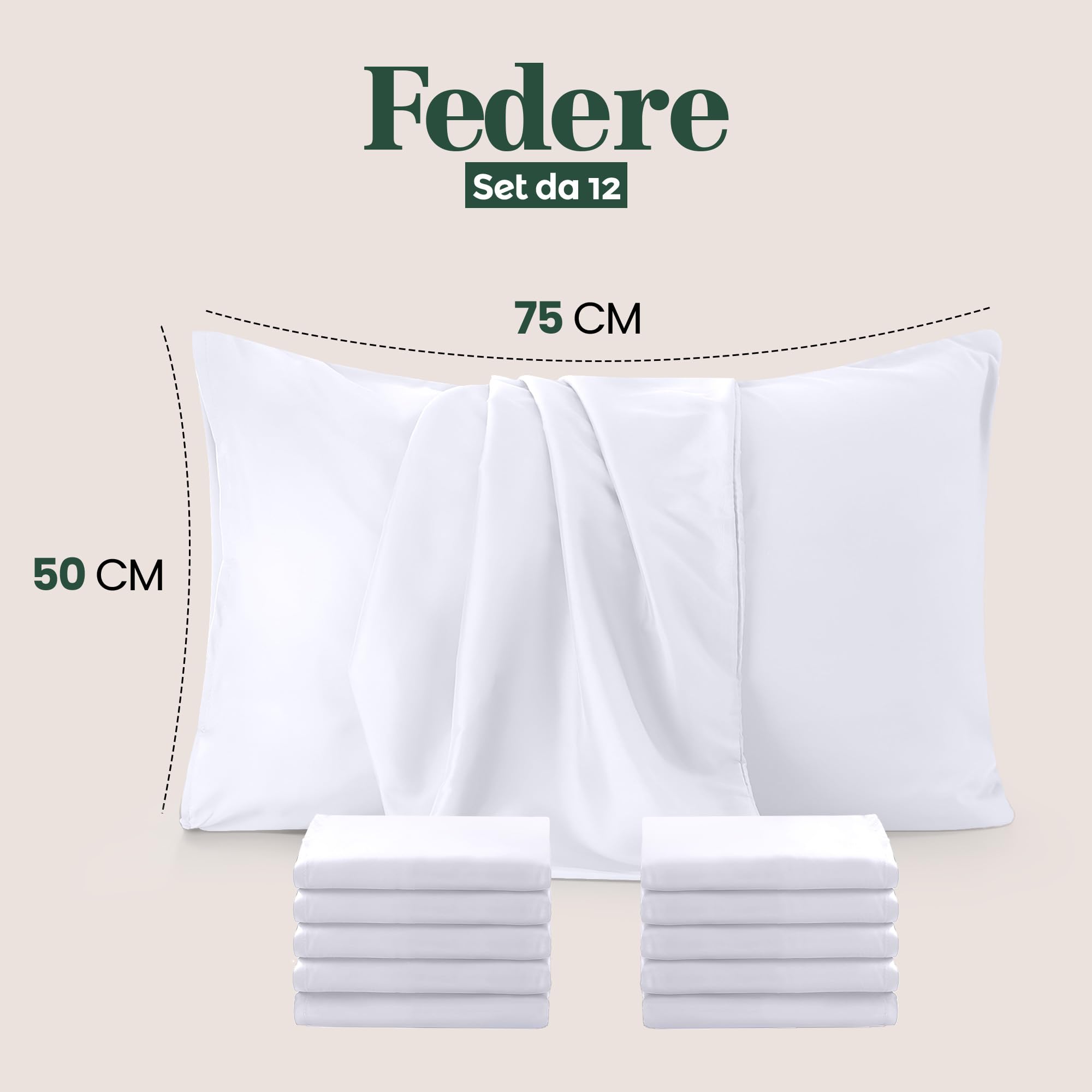 Federe Cuscini Protettivi Utopia Bedding 50x75 Cm - Trapuntate, Microfibra, 2 Pezzi, Bianco
