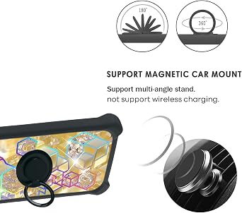 jioeuinly Case for Qilive Smartphone Q2-22 5.5 Pouces Phone Case Cover [with Tempered Glass Screen Protector][Hard PC + Soft Silicone][Ring Support] [Colorful Reflect Light] IMDH-HSJ