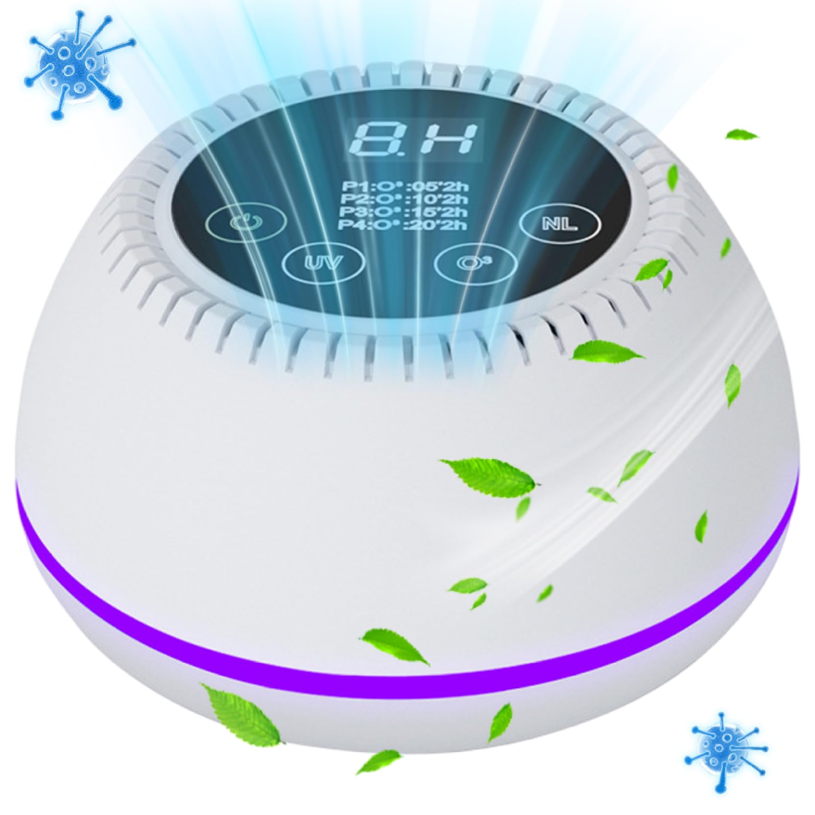 Purificador de Aire 3 en 1, 4 Modos de eliminación de olores con batería de 10000mAh para Mascotas, Humo, hogar, Armario, Inodoro, Coche, purificadores de Aire Blancos para el hogar