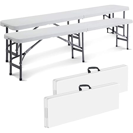 Relaxdays Bierbank 2er Set Klappbar - 180 Cm Campingbank Für Garten & Balkon