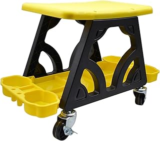 MOMOBC - Asientos y Plataformas rodantes para detallado de automóviles, Taburete rodante utilitario para mecánicos, Taburete móvil, Asiento rodante para Taller mecánico (Amarillo)