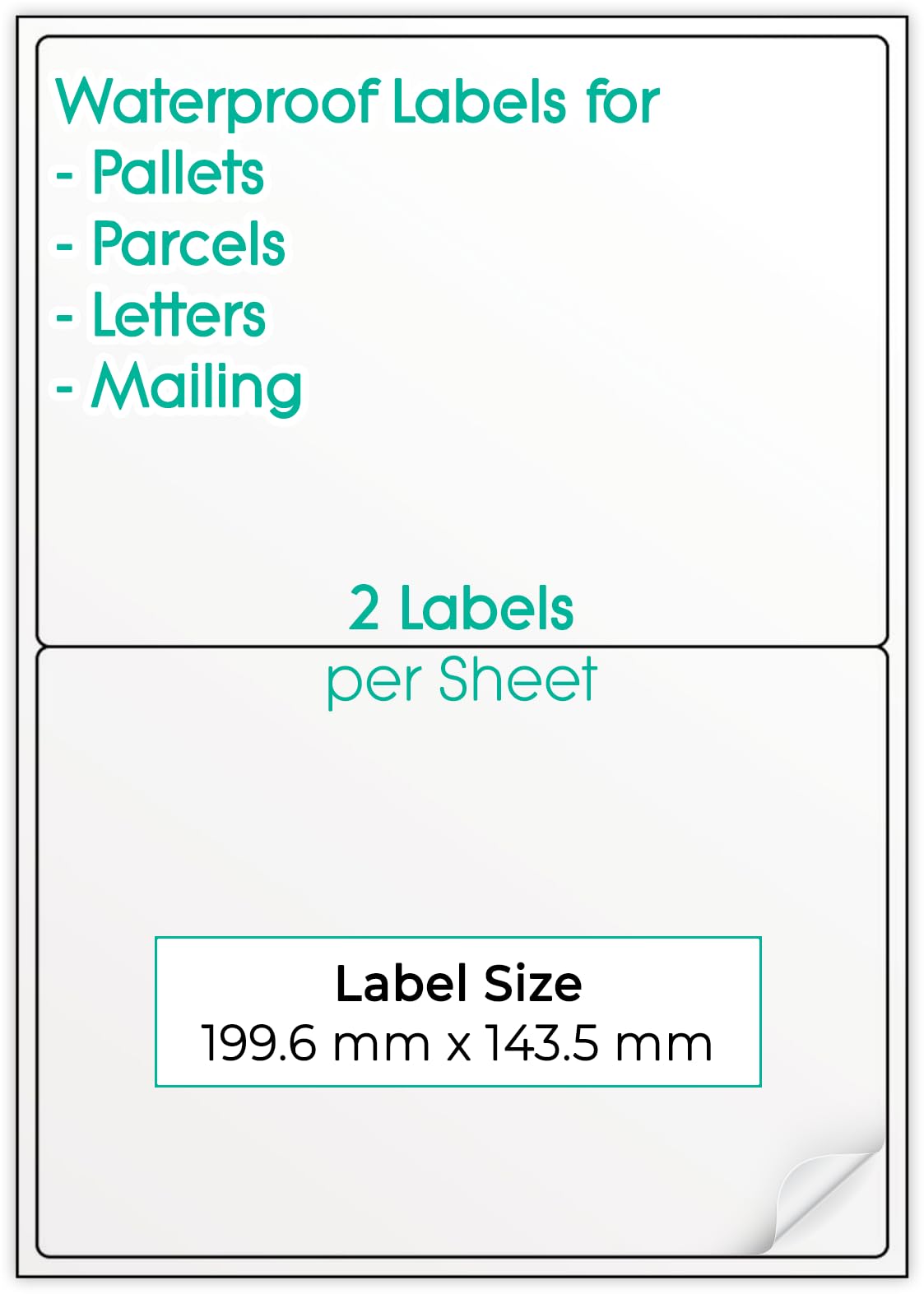 Etichette postali impermeabili per pallet, bianche opache, autoadesive, compatibili con stampanti a getto d'inchiostro e laser, per pallet, etichettatura postale, 1 x 2 (2 per foglio), 100 fogli