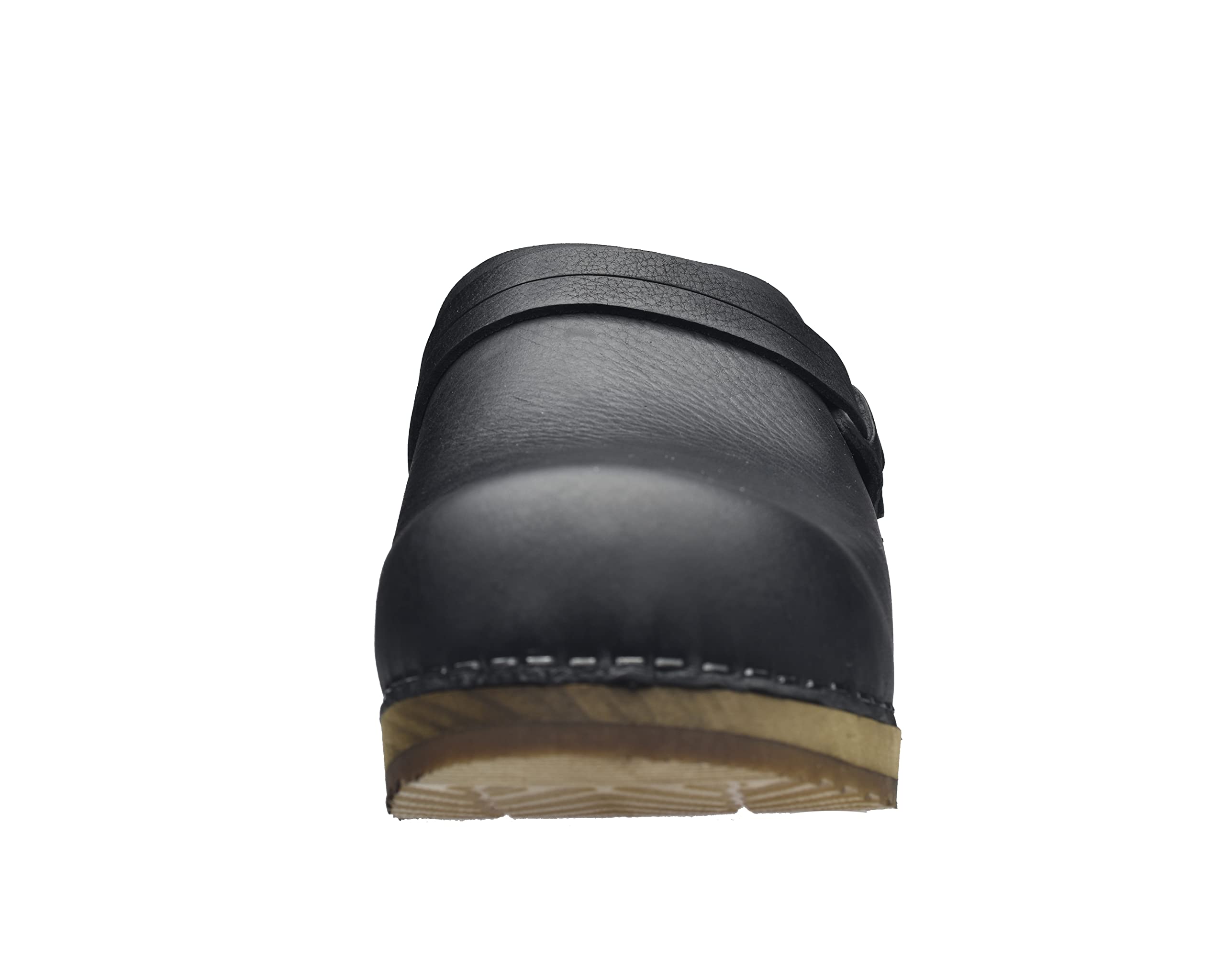 Sanita Ursana offener Clogs | Original handgemacht | Leder-Holzclogs für Damen | Schwarz | EU 42