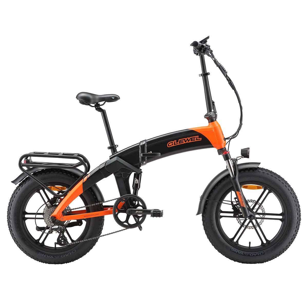 GLEWEL ELITE Bici Elettrica Fat Tire Pieghevole for Uomo, Doppia Sospensione ad Aria, Motore 60 Nm, Shimano 8 Velocità, Autonomia 75+ km, Freni Idraulici, Luci LED con Frecce e Stop