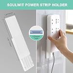SOULWIT 5-Pack Support autocollant de la bande de puissance, Fixateur de protection de surpression Wall Mount Punch Système de gestion de câble gratuit pour la télécommande Routeur Computer Kitchen Maison et bureau