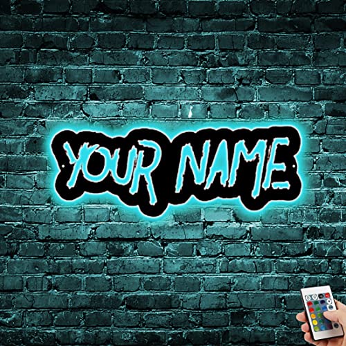 TATLETATLE Plaque murale personnalisée en métal pour joueur - Art mural - Lampe LED - Néon de jeu - Lumières de nuit - Nom personnalisé - Décoration...