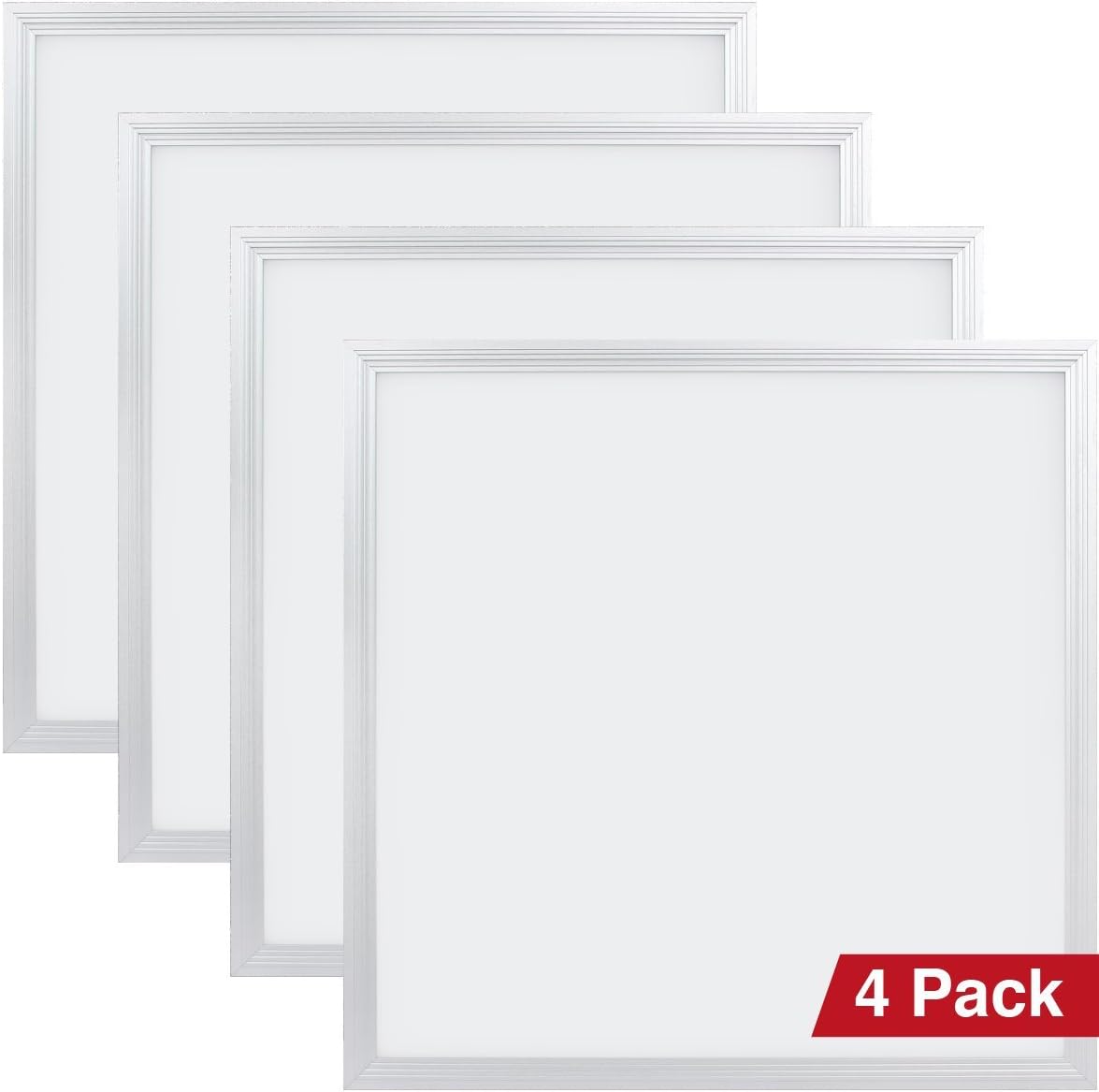 4-Pack of DXpro LED Flat Panel 2x2 Comfortview, 40W (2 x 32W Eq), Troffer Replacement, 24in x 24in, Daylight Glow (4000K), 4,400 Lumen, Dimmable 0-10V, 5 Year Warranty, 50,000h Lifespan, ETL, DLC
