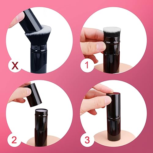 Miniatura 7 de UNIMEIX Brocha aplicadora de protector solar, brocha retráctil Kabuki Blush Brocha para base de maquillaje líquido, bronceador, crema o polvo (negro)