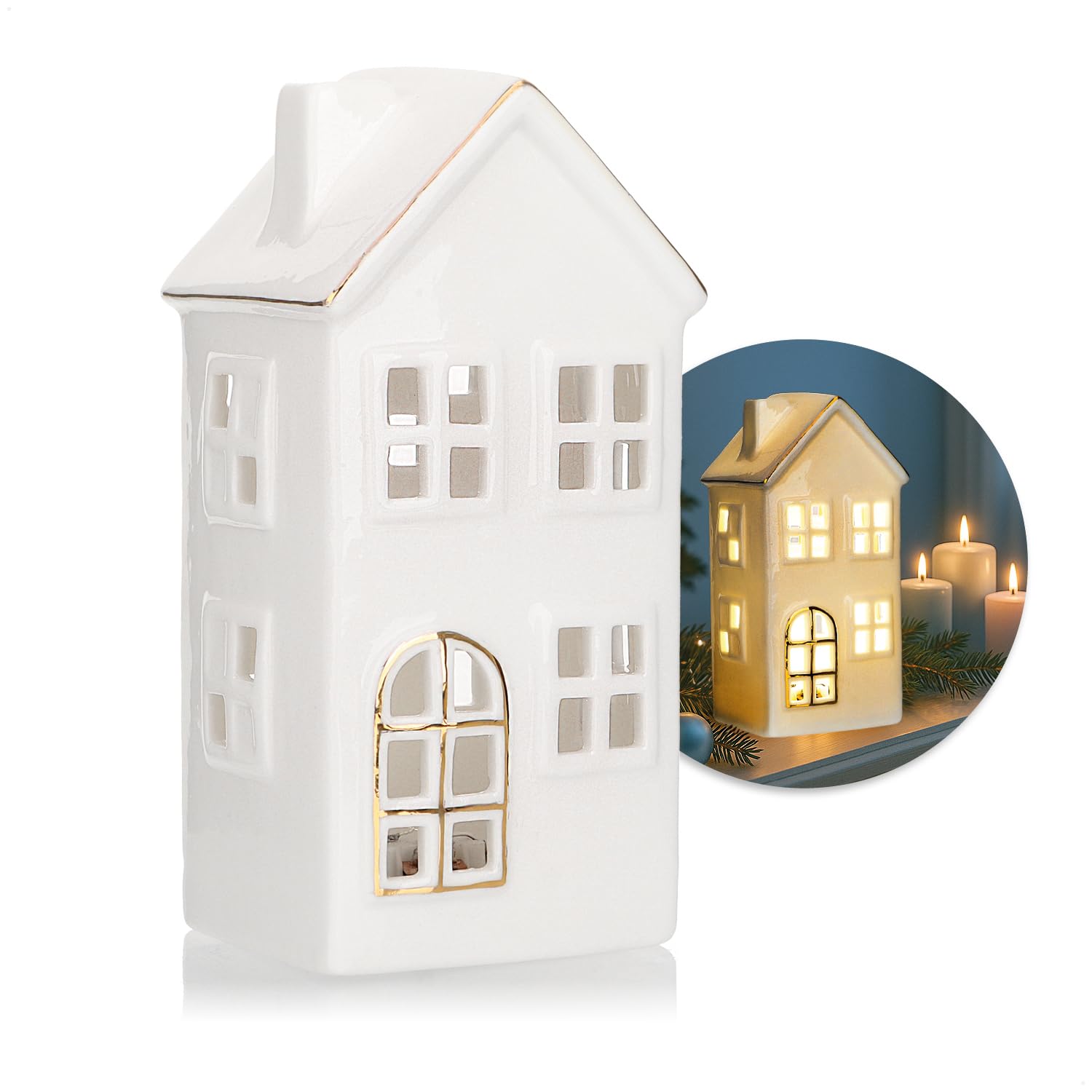 Deze kerstversiering van keramiek is super leuk voor in huis. Met een handige schakelaar onderaan, kan je de lichtjes makkelijk aan en uit zetten. Verkrijgbaar in gebroken wit en groen voor 2.99