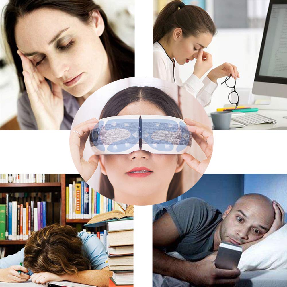 Masaje de Ojos Masajeador de Ojos de Vibración Plegable de 180 ° con Masajeador de Terapia Ocular Recargable de Compresión de Aire y Calor