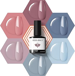 modelones Conjunto de esmalte de gel, 6 cores nude rosa, azul e vermelho, conjunto de esmaltes de gel para todas as estações, decoração de unhas, faça você mesmo, presentes de unhas para mulheres e