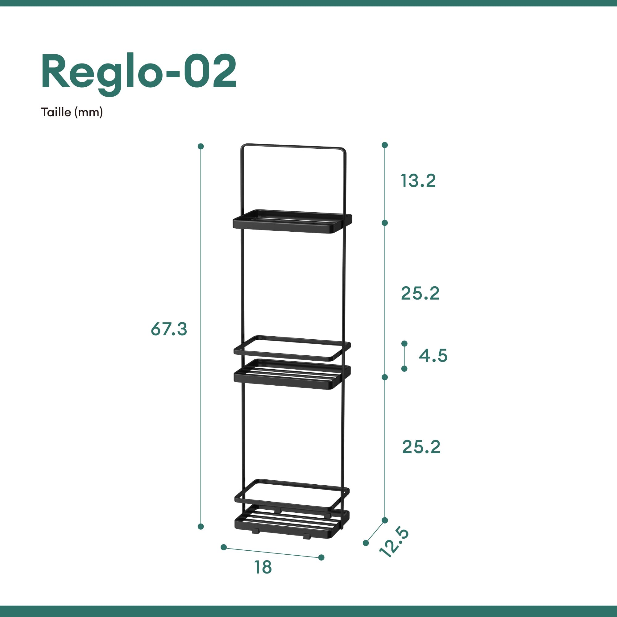 Mai & Mai 3 Niveaux Support de Douche sur Pied Étagère Douche sur Pied Salle de Bain Noir Reglo-02