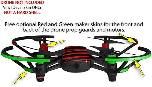 Miniatura 3 de Pegatina para la piel, paquete de 2 unidades, para DJI Ryze Tello Drone Zebra Red DRONE, no incluida.