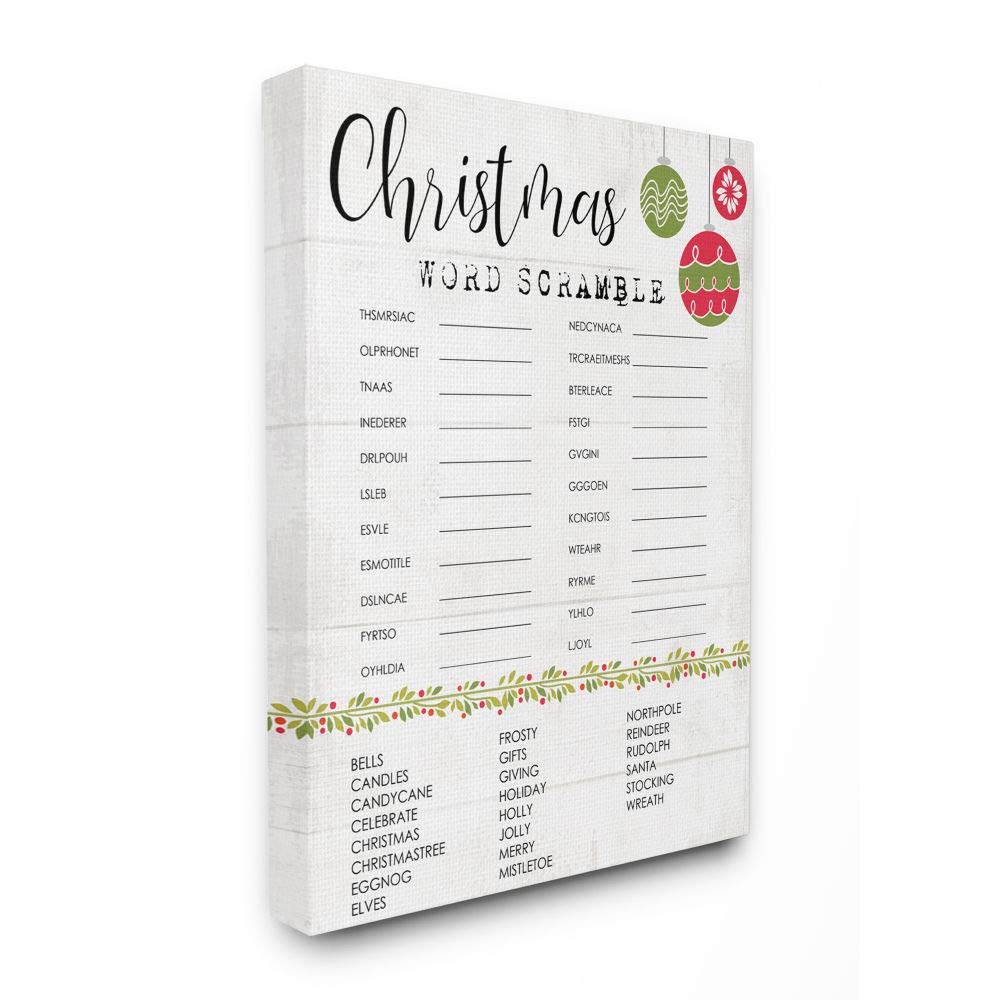 Stupell Industries Seasonal Christmas Word Scramble Activity Winter Holiday, Designed by Daphne Polselli Wall Art, 24 x 30, Canvas
