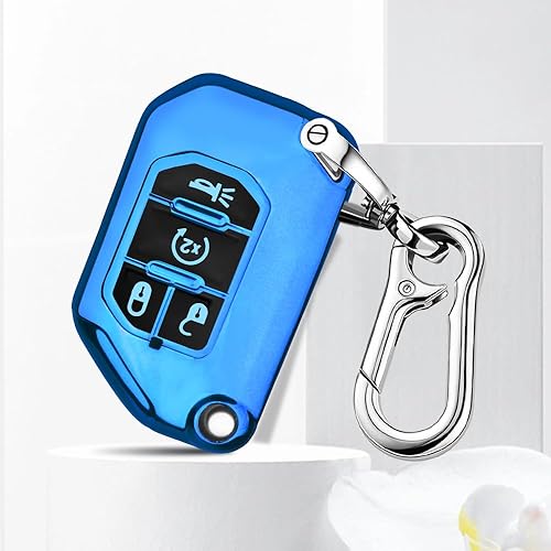 Miniatura 6 de QBUC Funda para llavero Jeep, protector de llave abatible con llavero apto para Jeep Wrangler JLU JL Gladiator Rubicon JT Accesorios para llaves