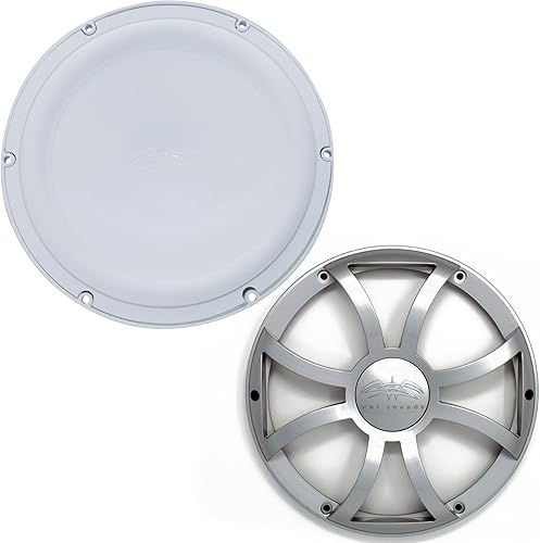 wet sounds REVO12FAS2-W Subwoofer marino blanco de 12 pulgadas 2-OHM con parrilla plateada serie XS incluida