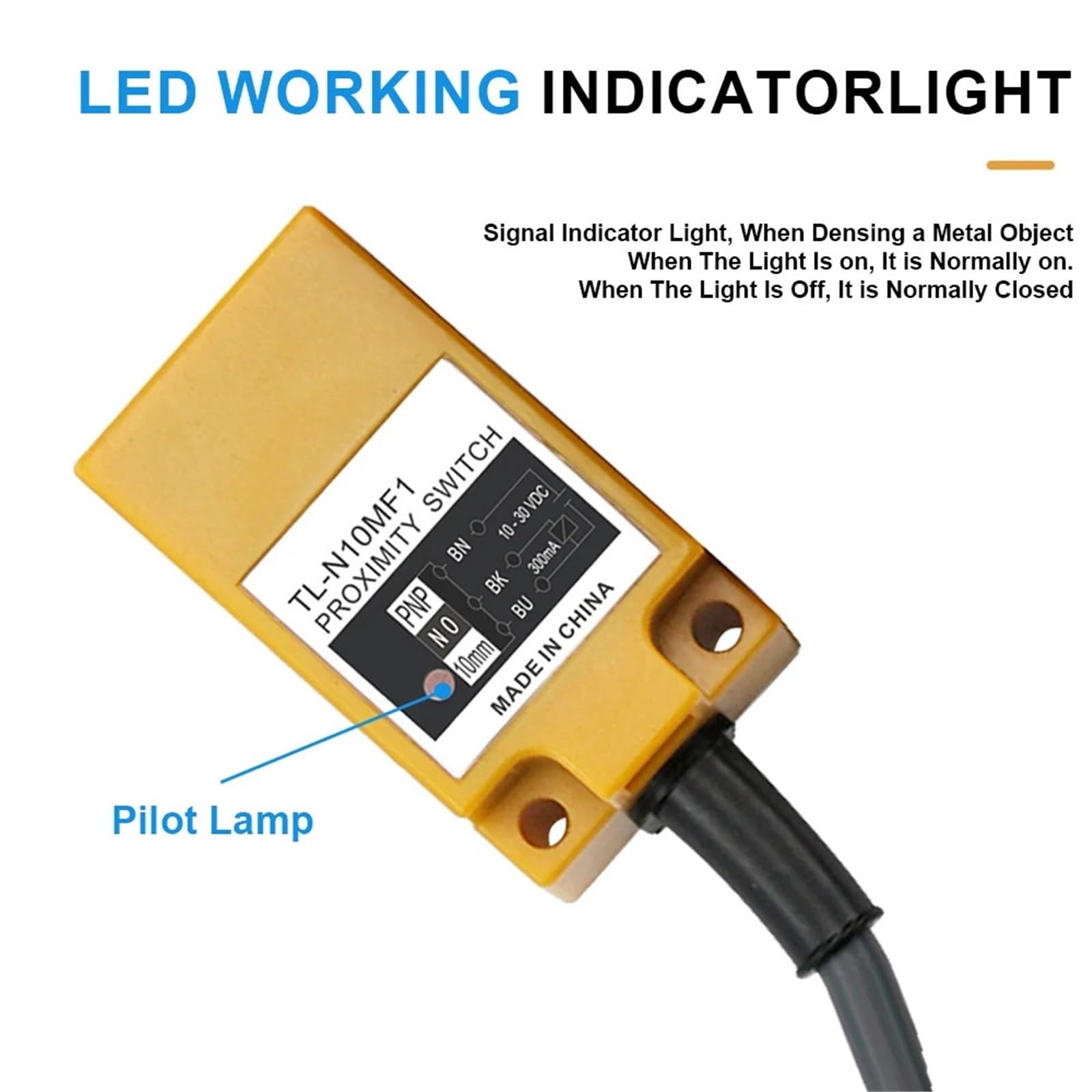 Sensor de proximidad inductivo con interruptor cuadrado de detección de metales sensible a distancia de 20 mm TL-N20M(TL-N10,NPN NO)
