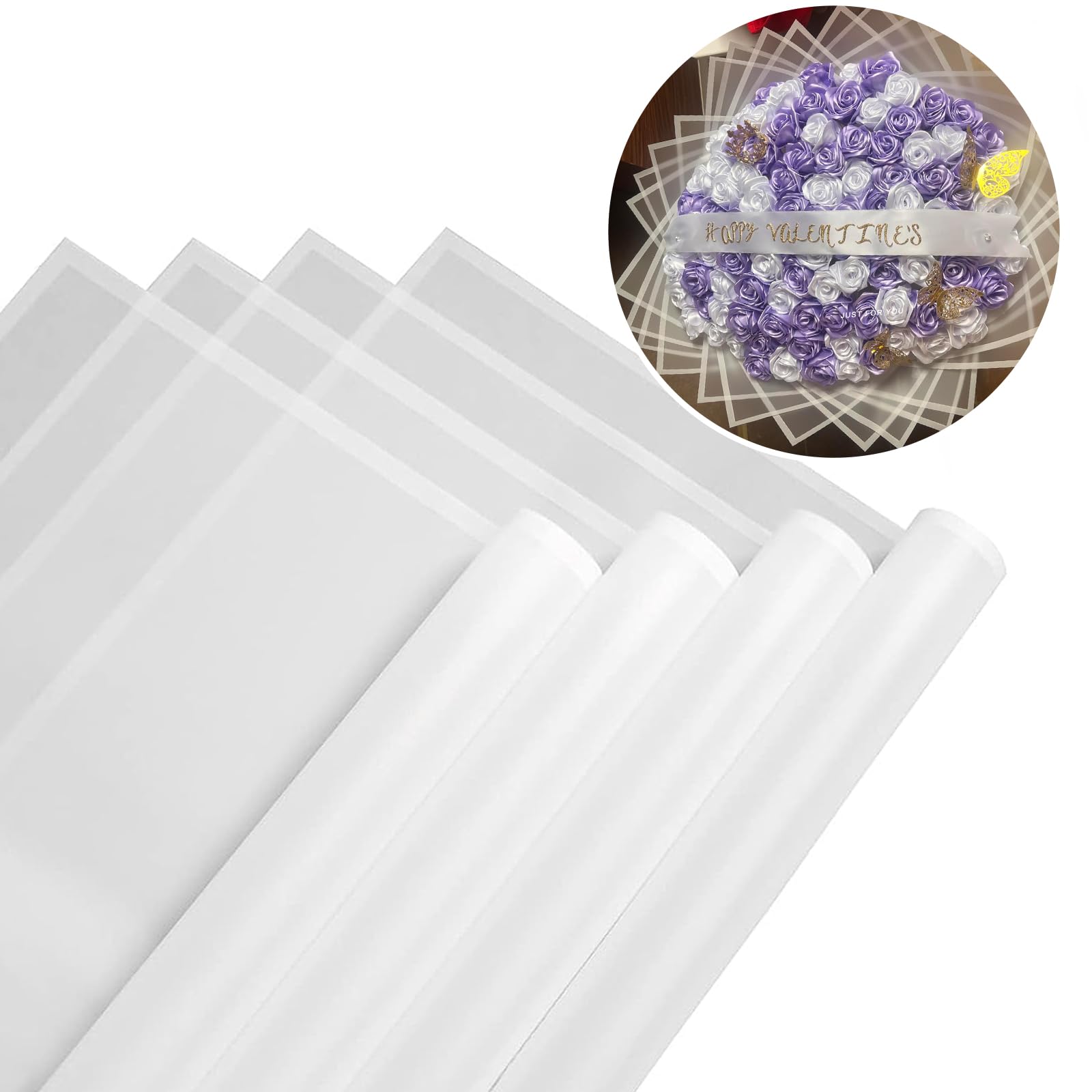 VOWOVOSDAY 20 Pcs Flower Wrapping Paper,Floral Wrapping Paper Waterproof F Bouquet Packing Material Florist Bouquet Supplies DIY Craft Gift Packing (5