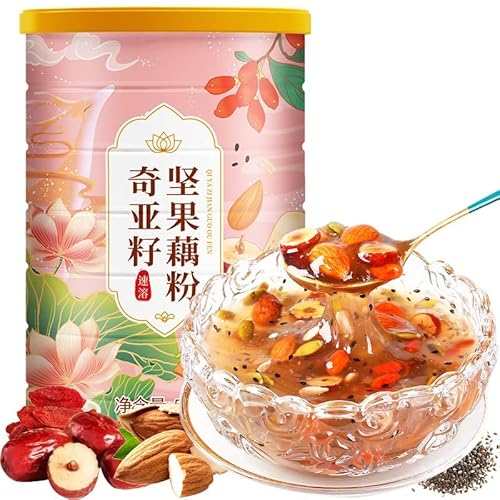 ???耳?果藕粉羹500g/缶 西湖速溶?果藕粉 即席冲?代餐粥 蜜桃草莓芒果水果谷物藕粉 健康?生??早餐?腹代餐粉 方便零食小吃 速食冲泡 甘い香りのモクセイナッツ レンコンでんぷん レンコンでんぷんを醸造 ハスの実の粉 ファイブグレインスープ フルー
