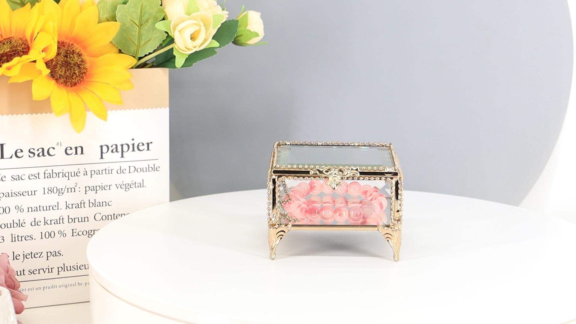Amazon.com: DHCGPP Rectangular Vintage Glass Jewelry Box With