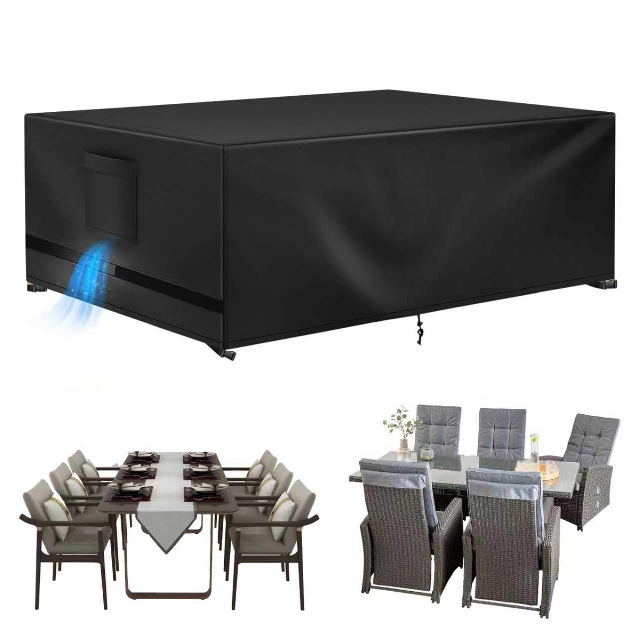 Housse salon de jardin 180x120x74cm en bâche Oxford 420D noir