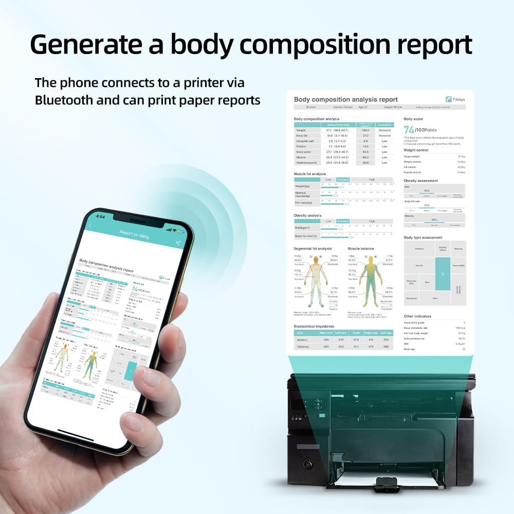 Báscula Persona Balance Conectada Impedancia Con 8 Electrodos Alta Precisión, 28 Datos Corporal Medición BIA de Doble Frecuencia Con APP para Andriod e iOS, Max. 180 kg/400 lb/28