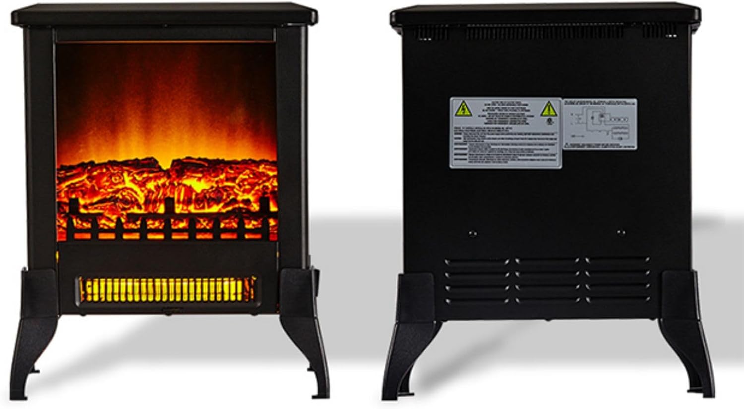 14 Inch Electric Fireplace with Flame Brightness Overheating Safety Protection 2 STSP Switches 1 Temperature Knob 1400W Heat