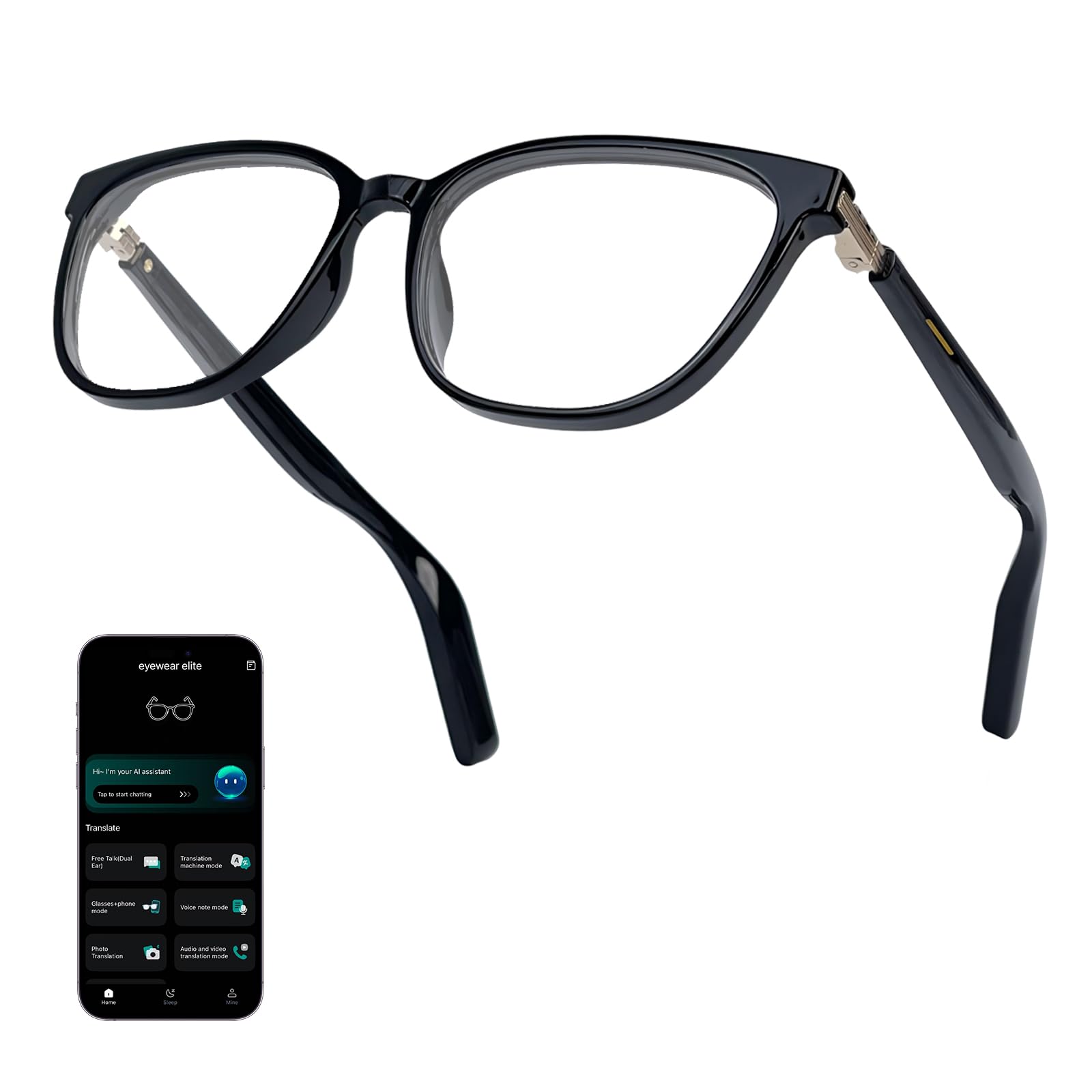 Al Smart Glasses for Men Women - Bluetooth Translation Glasses with 164 Languages Color-Change Lens Music Calls w