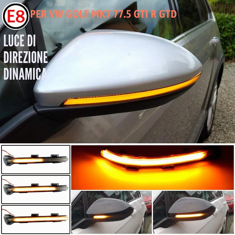 Coppia di indicatori LED dinamici per Golf 7 MK7 GTI 7 R 7.5 Golf Sportsvan (guscio nero (giallo)