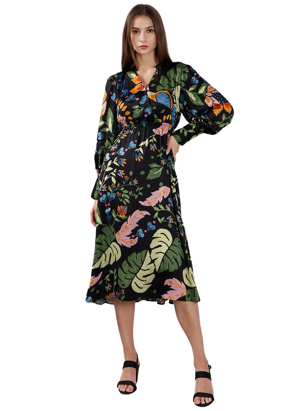Women's Polyester Fit and Flare Maxi Dress-image-45