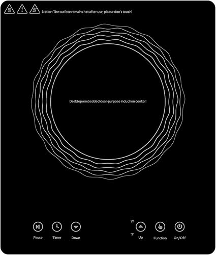 Quemador de inducción eléctrico de 1800 W con pantalla LED, diseño incorporado, panel táctil, temporizador de 4 horas, programable, estufa de