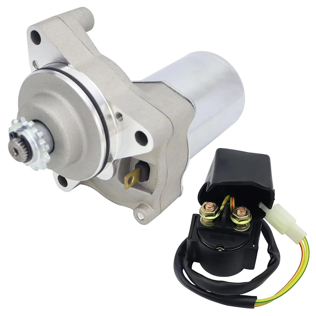 Shamofeng 3 Bolt Starter Motor & Solenoid Relay for Taotao 125cc 110cc 100cc 90cc 70cc 50cc ATVs Dirt Bikes Go Karts Pit Bike Dune Buggy Sandrail Quad