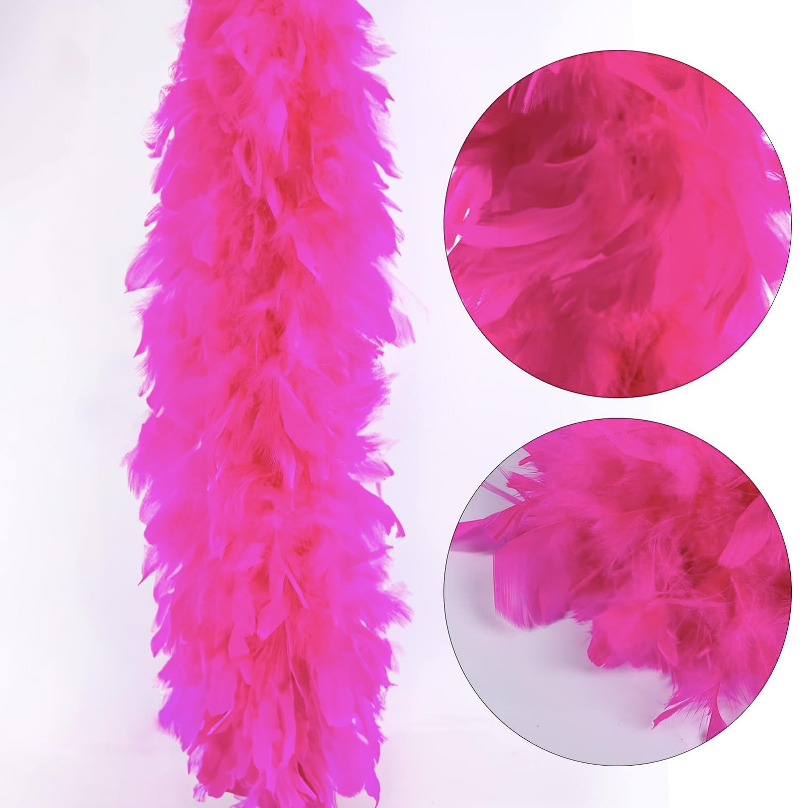 POPOYU Rose Rouge Boa en Plumes,2M/6.6ft Boa à Plumes Unisexe,80g Boa Plumes pour DIY Accessoire de Déguisement, Charleston Carnaval Fête Costumée, Décoration Halloween Noël Mariage Cosplay